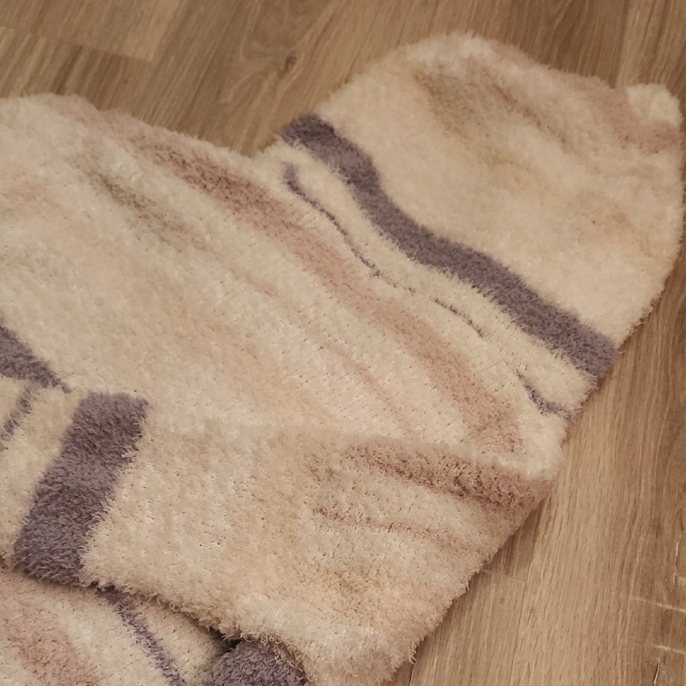 POL Cream Fuzzy Hoodie with Lavender and Blush Stripes - Picture 5 of 9